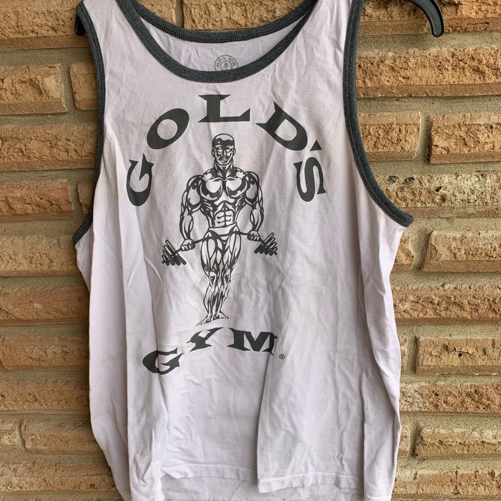 Golds gym tank top white and gray xl vintage